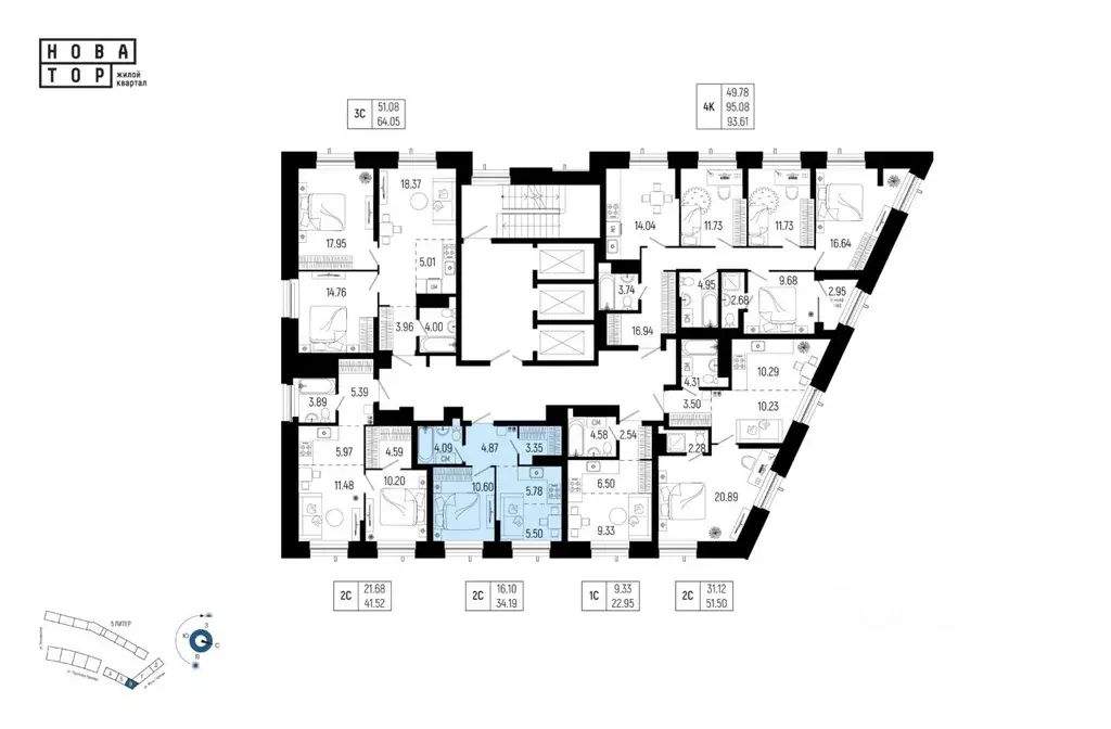 2-к кв. Башкортостан, Уфа Глумилино-1 мкр, Новатор жилой комплекс ... - Фото 2