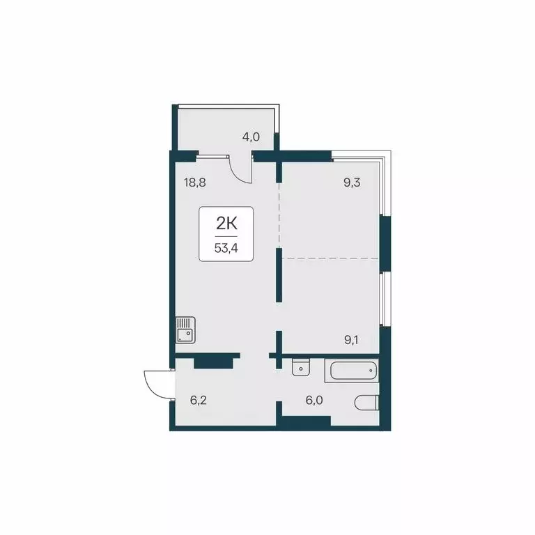 2-комнатная квартира: Новосибирск, квартал на Игарской (53.4 м) - Фото 1