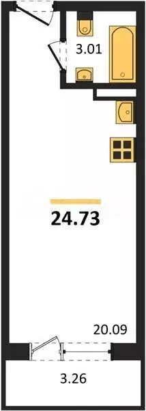 Квартира-студия, 24,7 м, 8/19 эт. - Фото 0