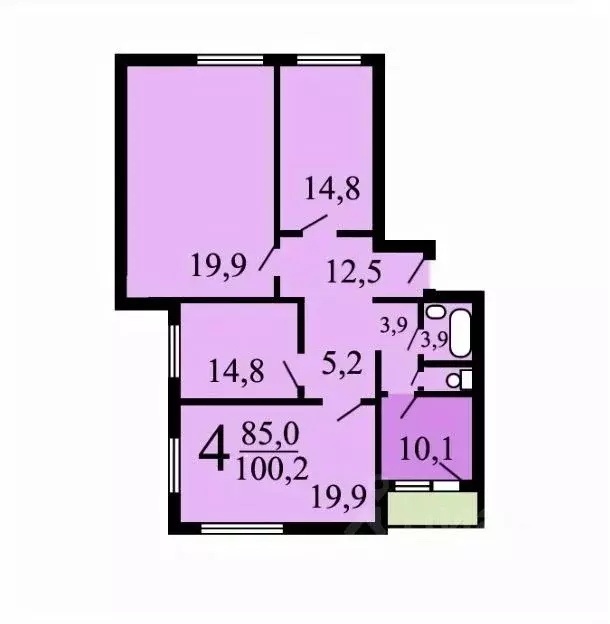 4-к кв. Москва Новокосинская ул., 24К1 (100.5 м) - Фото 2