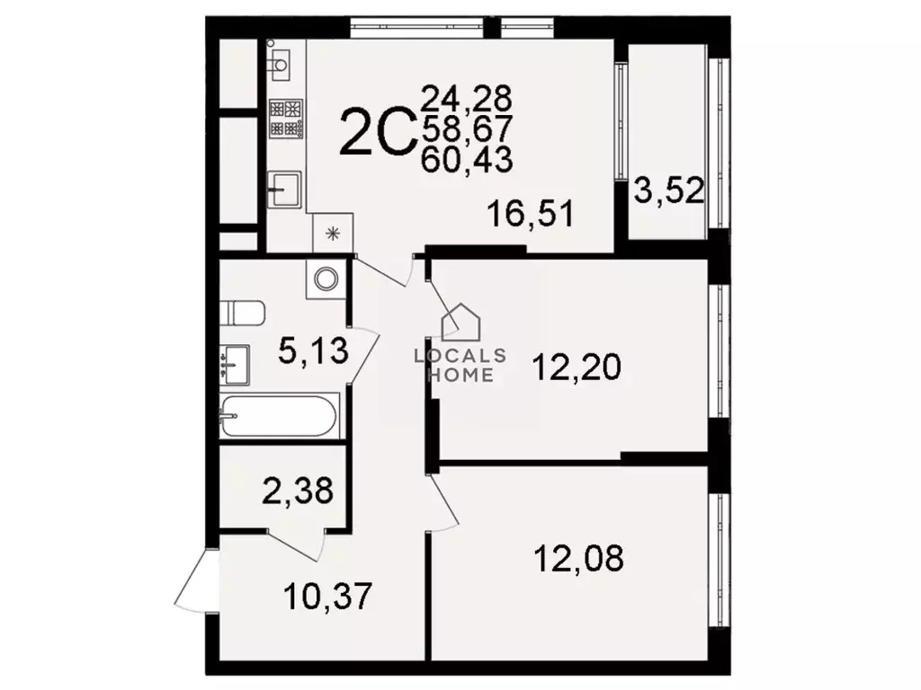 2-к кв. Рязанская область, Рязань Льговская ул., 8 (60.43 м) - Фото 2
