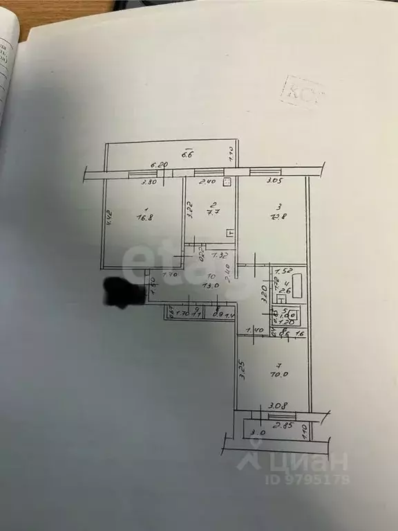 3-к кв. Татарстан, Казань ул. Сафиуллина, 17 (66.5 м) - Фото 1