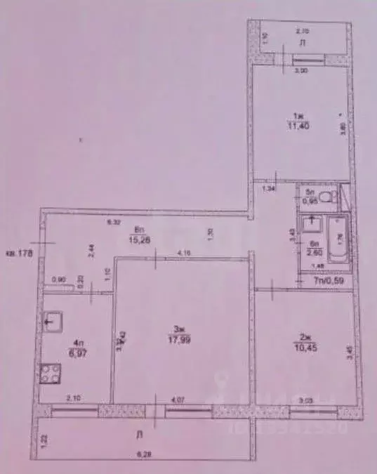 3-к кв. Ульяновская область, Ульяновск ул. Варейкиса, 20 (66.2 м) - Фото 2