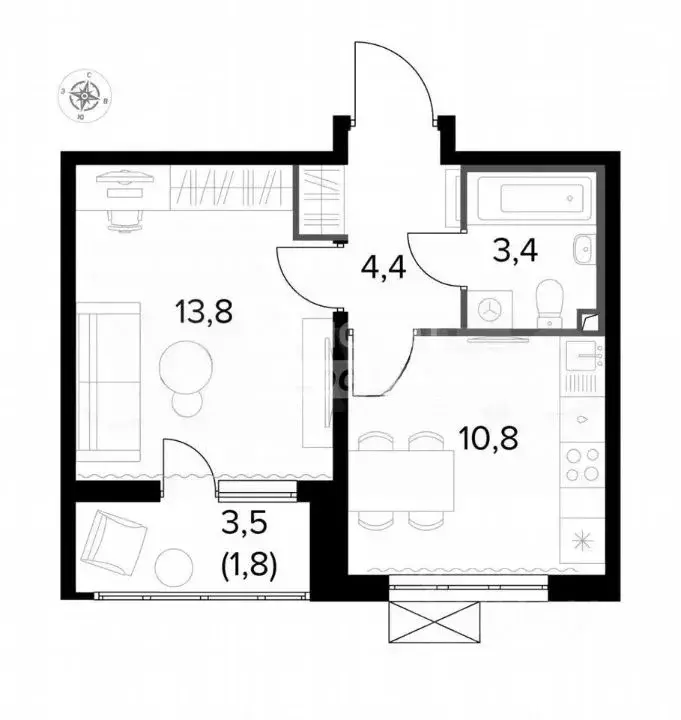 1-к кв. Московская область, Ленинский городской округ, пос. Битца ... - Фото 2
