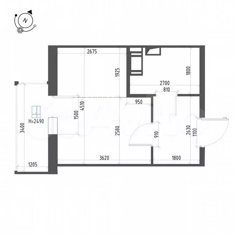 Квартира-студия, 24,7 м, 3/12 эт. - Фото 1