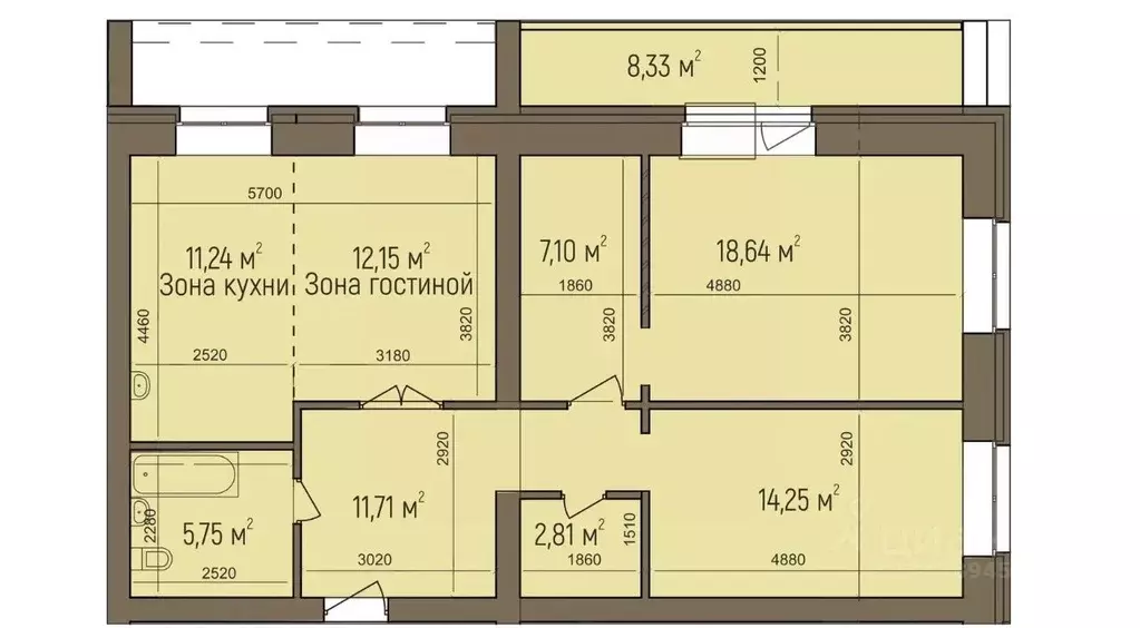 3-к кв. Хакасия, Абакан ул. Арбан, 18 (83.3 м) - Фото 2