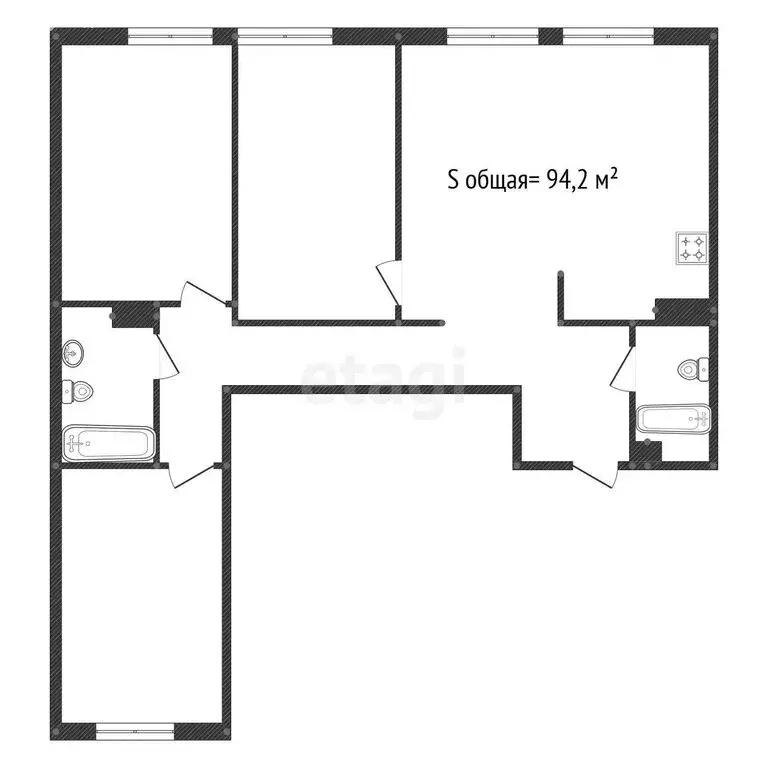 3-комнатная квартира: Уфа, улица Пархоменко, 123 (94.2 м) - Фото 0