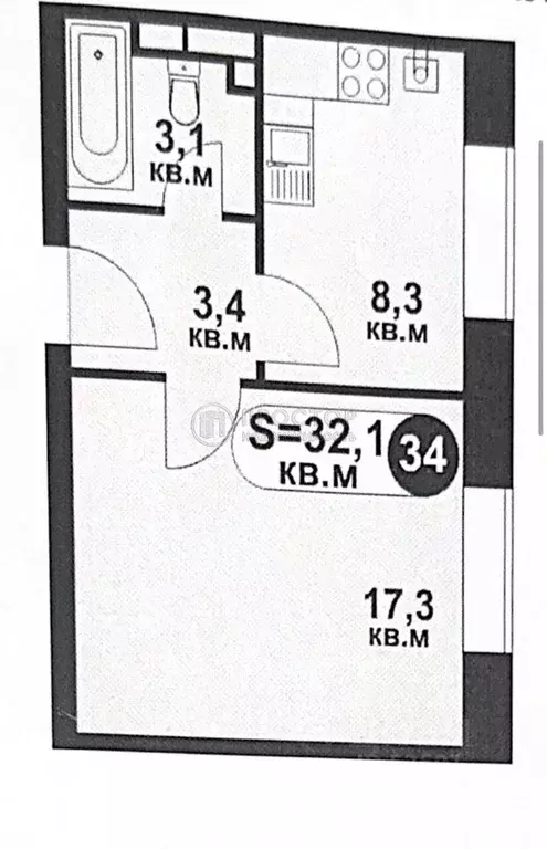 1-к кв. Московская область, Дмитровский муниципальный округ, с. ... - Фото 2