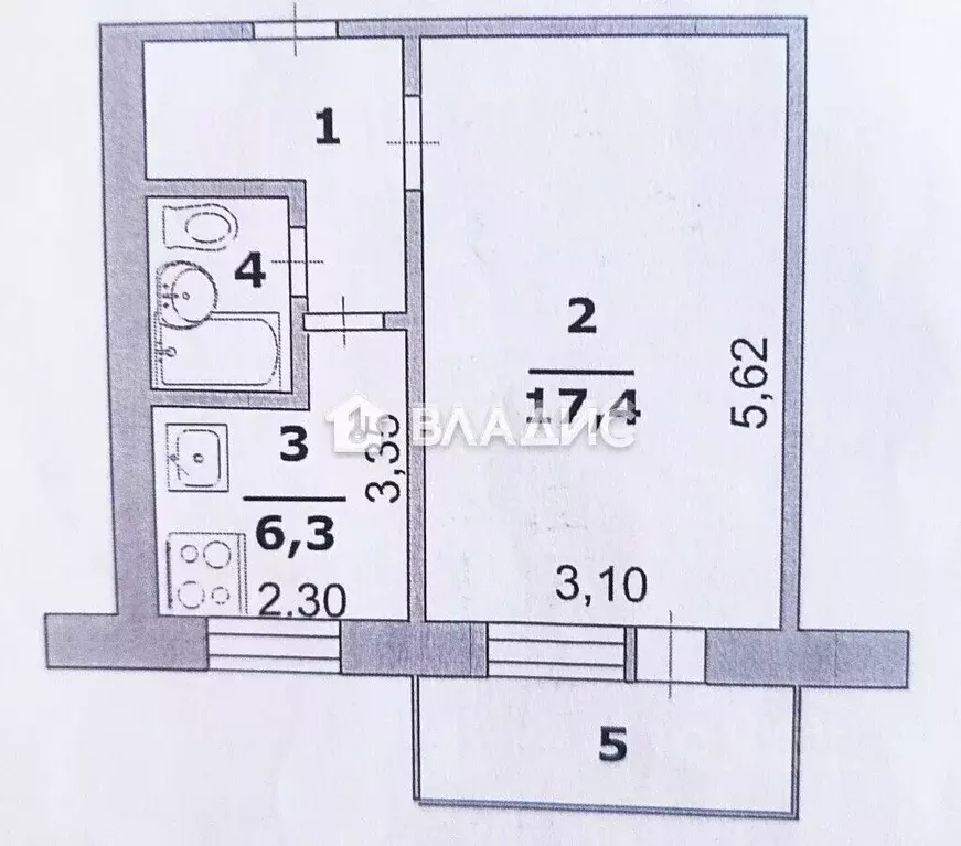 1-к кв. Белгородская область, Белгород ул. 5 Августа, 38 (31.11 м) - Фото 2