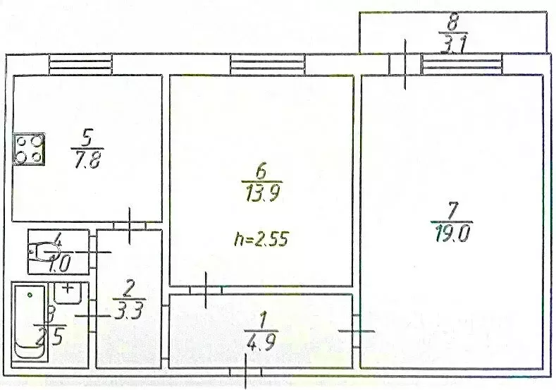 2-комнатная квартира: Саратов, улица имени К.Г. Уфимцева, 2 (54 м) - Фото 1