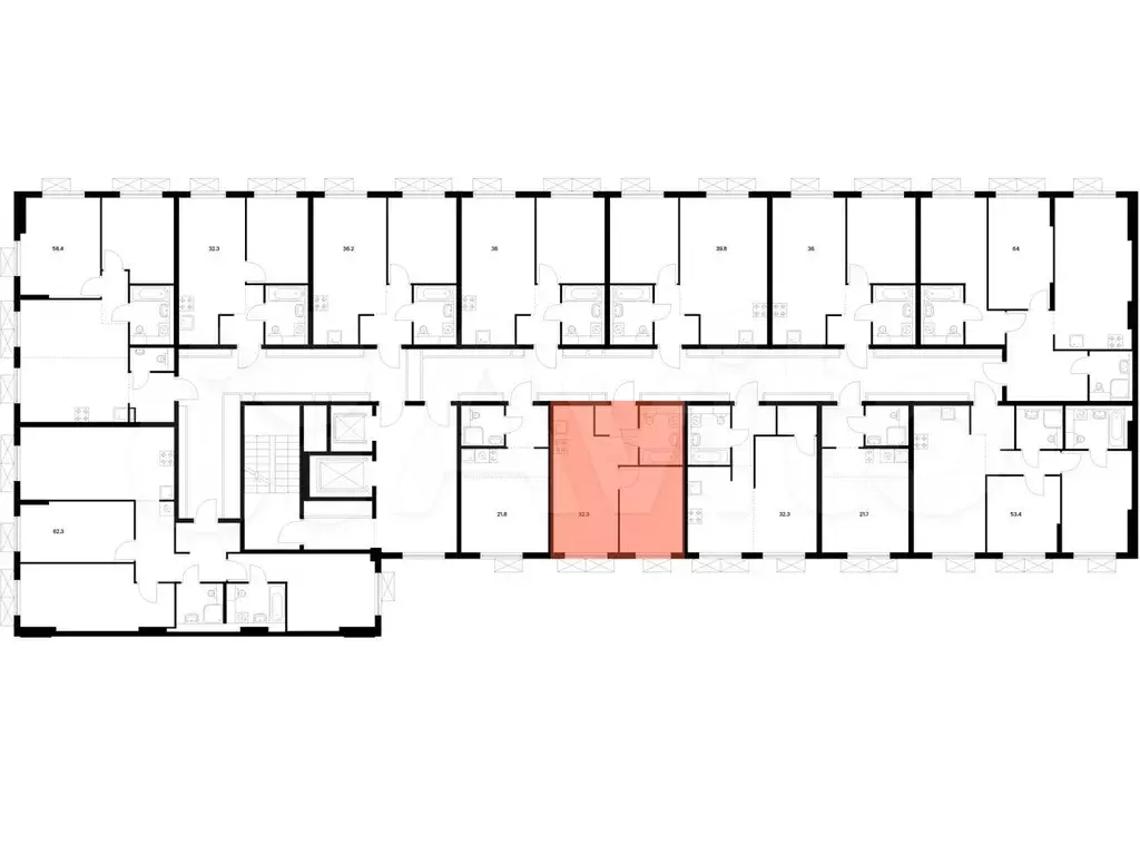 1-к. квартира, 32,3 м, 9/9 эт. - Фото 1