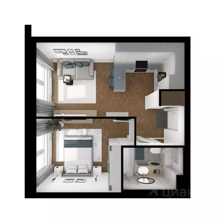 1-к кв. Московская область, Ленинский городской округ, Боброво пгт ... - Фото 2