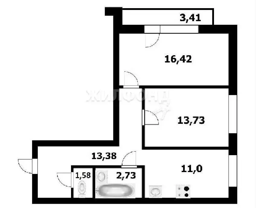 2-комнатная квартира: Новосибирск, улица Есенина, 12/1 (58.5 м) - Фото 0