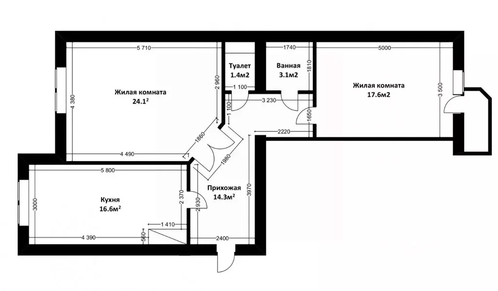 2-к кв. Кабардино-Балкария, Нальчик Московская ул. (77.21 м) - Фото 2
