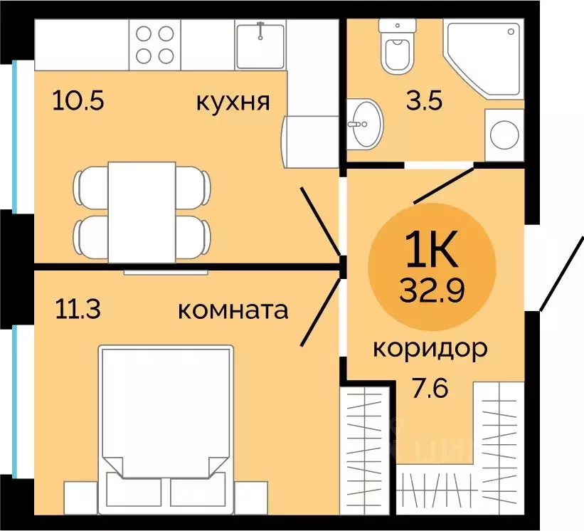 1-к кв. Пермский край, Пермь Краснова мкр, Красное яблоко жилой ... - Фото 0