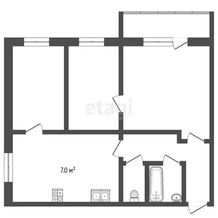 3-комнатная квартира: Ярославль, улица Северная Подстанция, 2 (52.1 м) - Фото 0