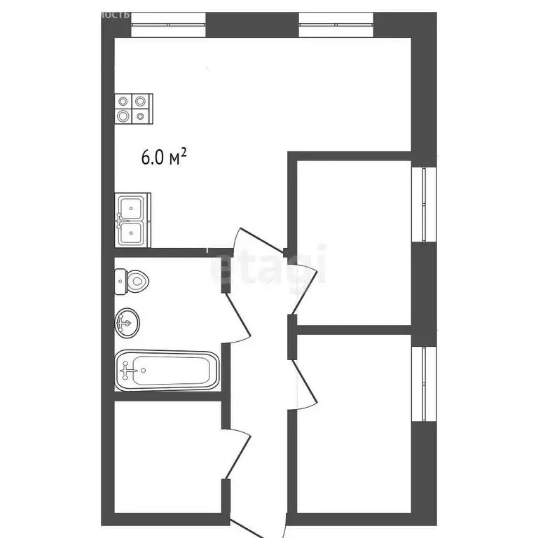 2-комнатная квартира: Буй, улица 10-й Годовщины Октября, 16А (38.6 м) - Фото 1
