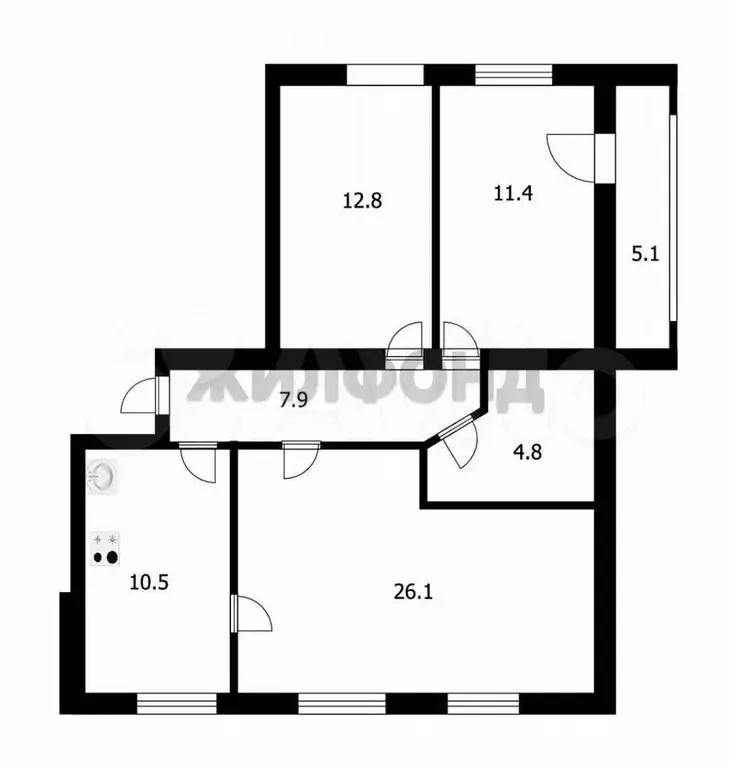 3-к. квартира, 77,6 м, 2/10 эт. - Фото 0