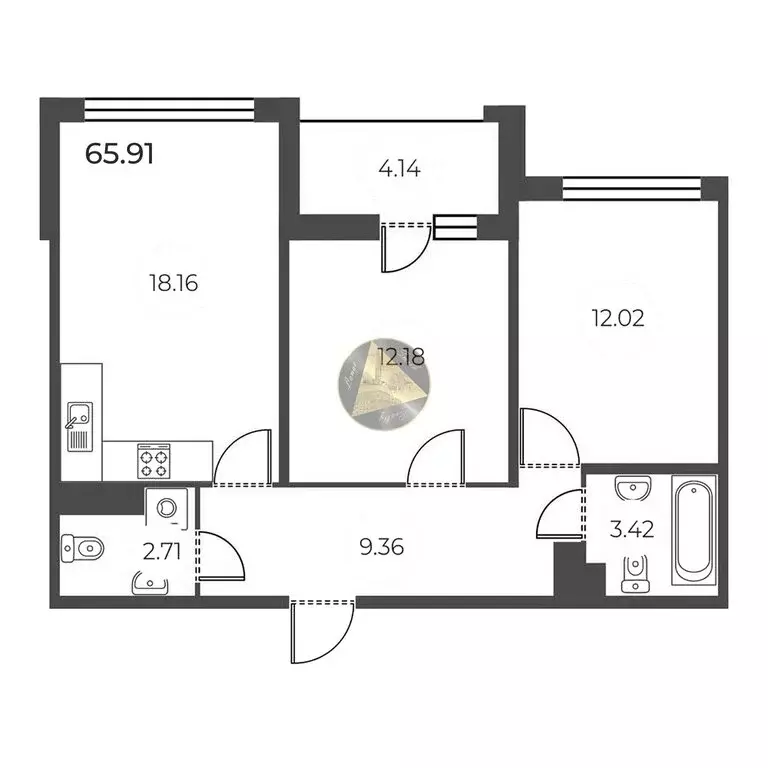 2-комнатная квартира: Санкт-Петербург, Суздальское шоссе, 8 (65.91 м) - Фото 1