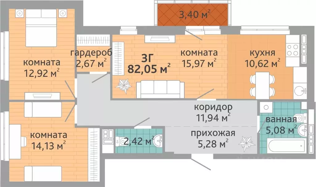 3-к кв. Свердловская область, Екатеринбург ВИЗ жилрайон, Семейный ... - Фото 0