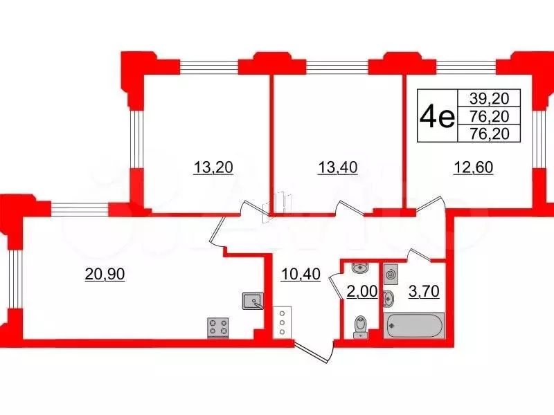 3-к. квартира, 75 м, 4/26 эт. - Фото 0