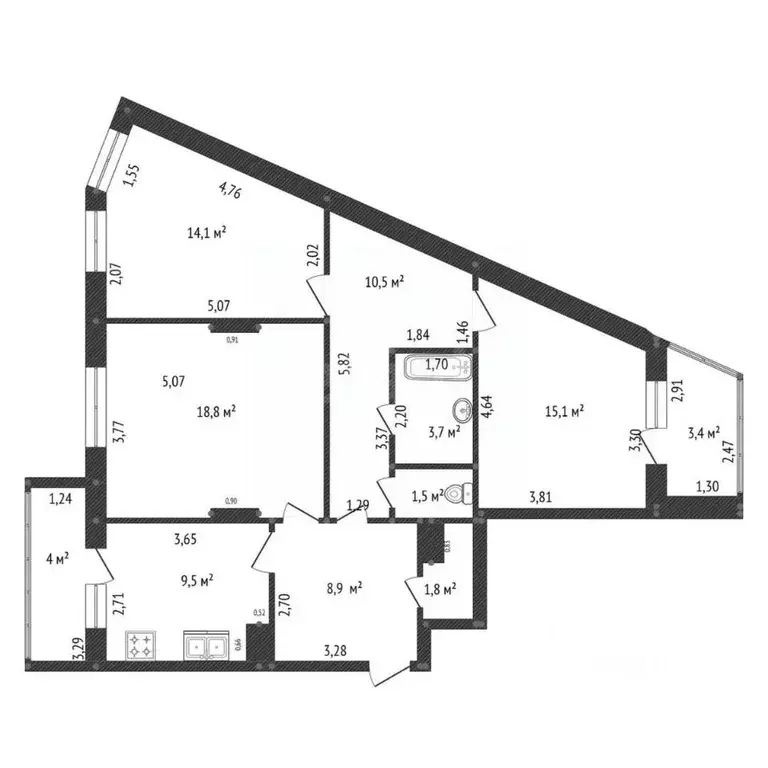 3-к кв. Башкортостан, Уфа Бакалинская ул., 19 (62.7 м) - Фото 2