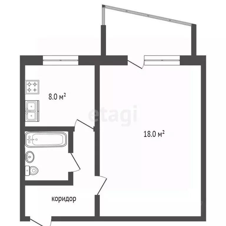 1-к кв. Крым, Симферополь ул. Бородина (34.0 м) - Фото 2