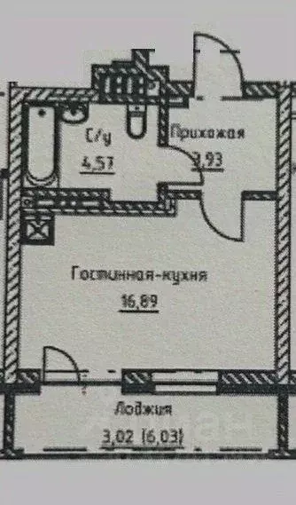 Студия Свердловская область, Екатеринбург ул. Викулова (28.4 м) - Фото 1