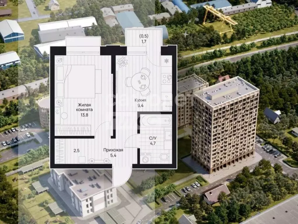 1-к кв. Амурская область, Благовещенск Набережная ул., 44 (36.2 м) - Фото 1