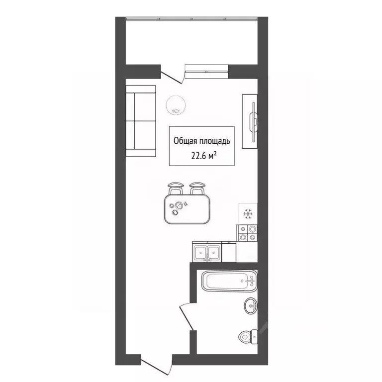 Студия Новосибирская область, Новосибирск ул. Забалуева, 90 (22.6 м) - Фото 2