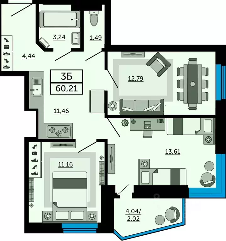 3-к кв. Ростовская область, Ростов-на-Дону Донской Арбат жилой ... - Фото 1