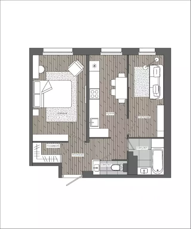 2-к кв. Ханты-Мансийский АО, Сургут 30А мкр,  (48.33 м) - Фото 0