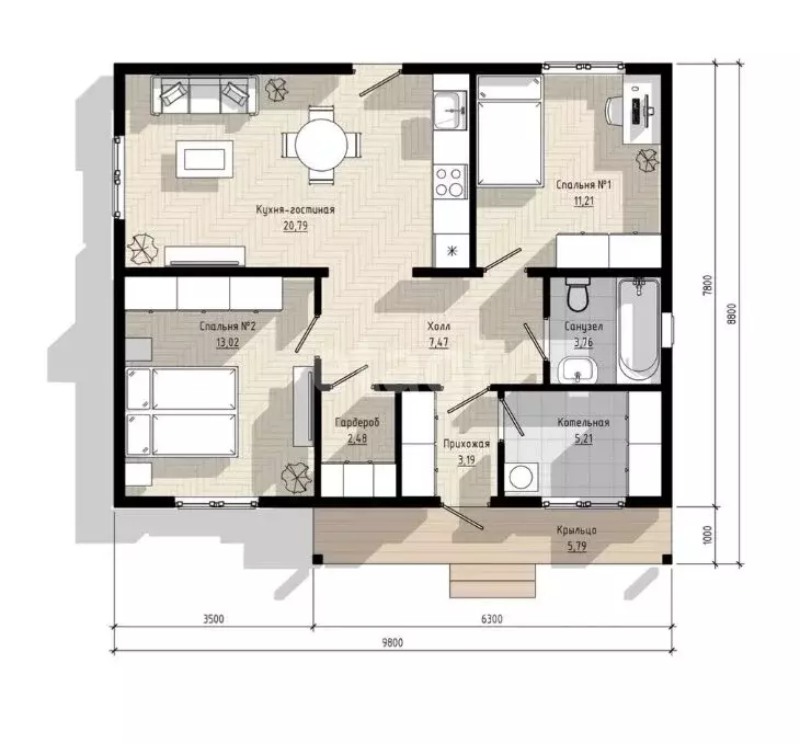 Дом в село Подгорное, Прогонная улица (79.24 м) - Фото 1