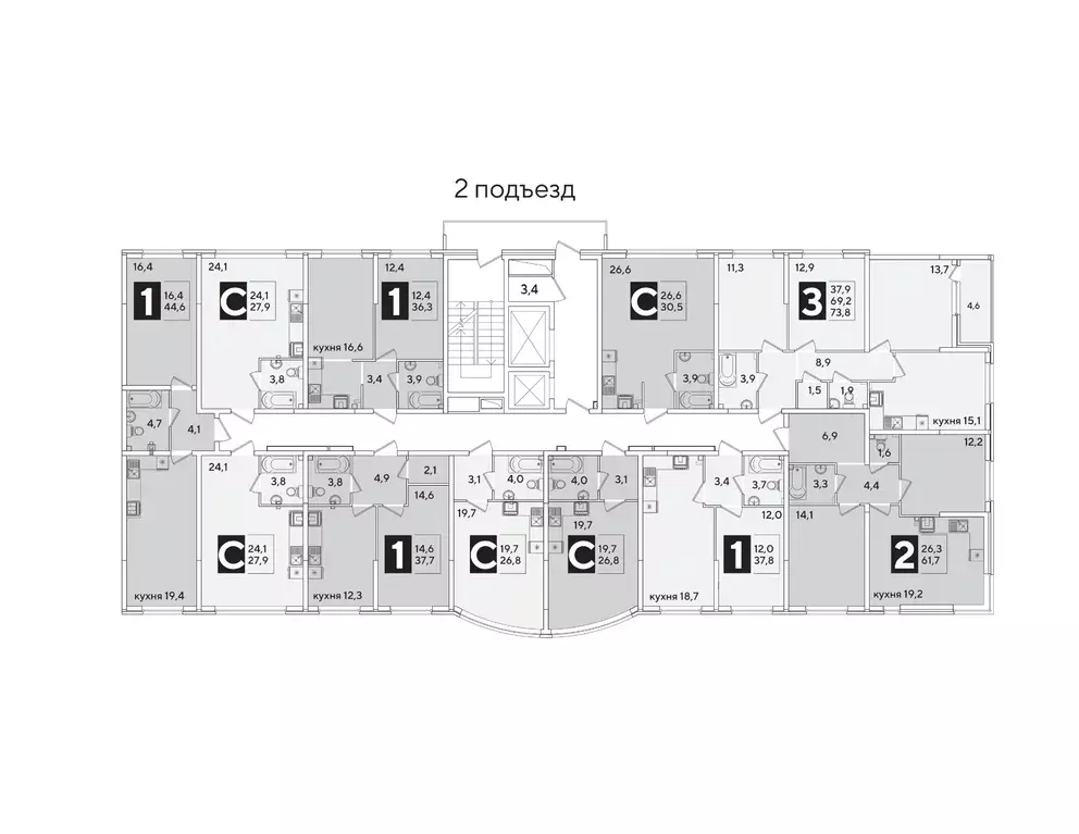 1-к кв. Краснодарский край, Краснодар Самолет-6 жилой комплекс (37.7 ... - Фото 1