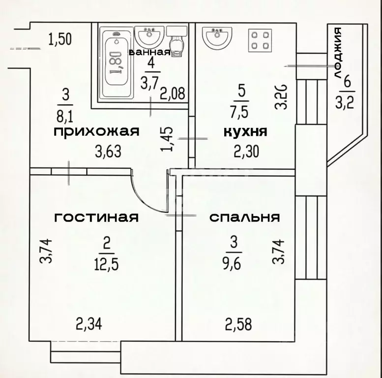2-к кв. Башкортостан, Уфа ул. Уфимское Шоссе, 18/3 (41.1 м) - Фото 2