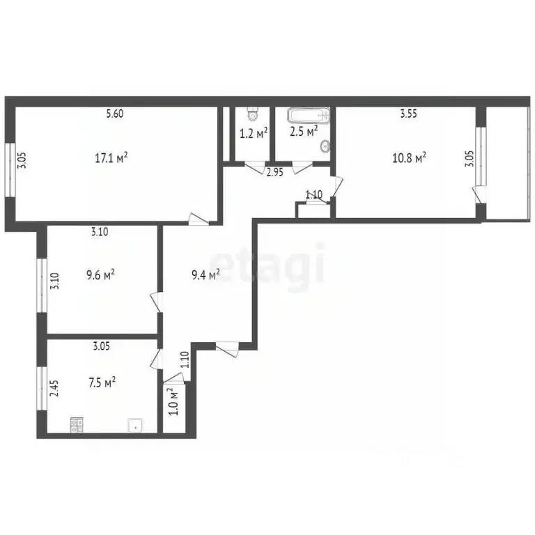 3-к кв. Нижегородская область, Выкса Центральный мкр, 18 (59.8 м) - Фото 1