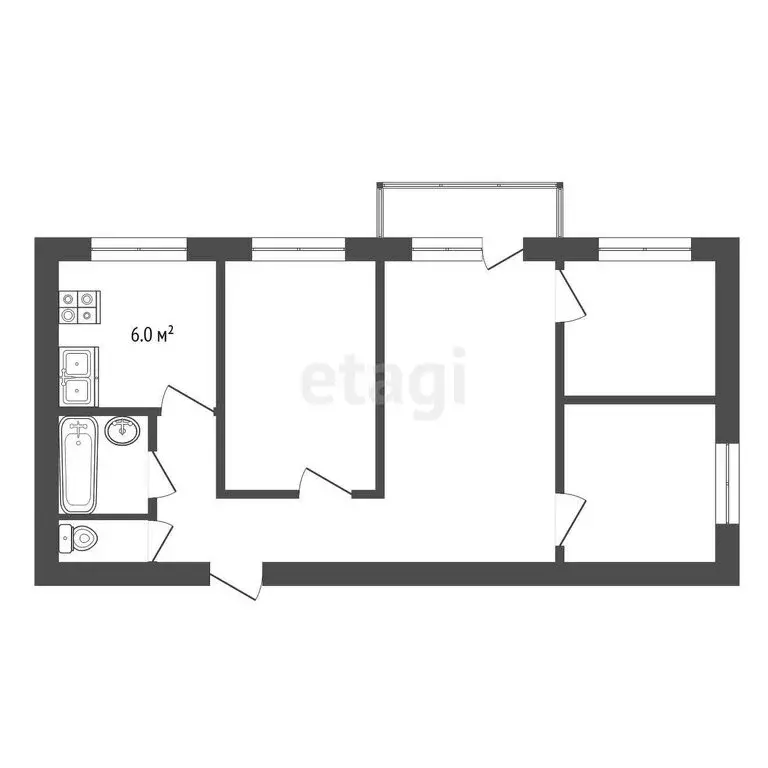 4-комнатная квартира: Междуреченск, Октябрьская улица, 2 (60.8 м) - Фото 0