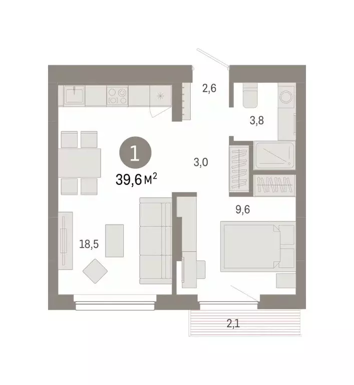 1-к кв. Новосибирская область, Новосибирск Лебедевский кв-л, 1/4 (39.6 ... - Фото 2