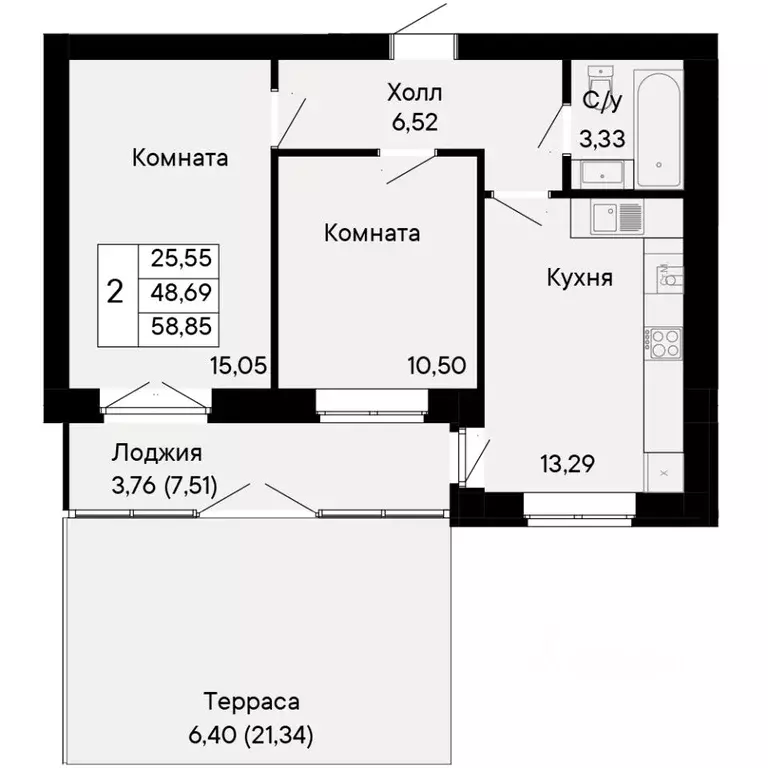 2-к кв. Ростовская область, Ростов-на-Дону Бориславский пер. (58.85 м) - Фото 0