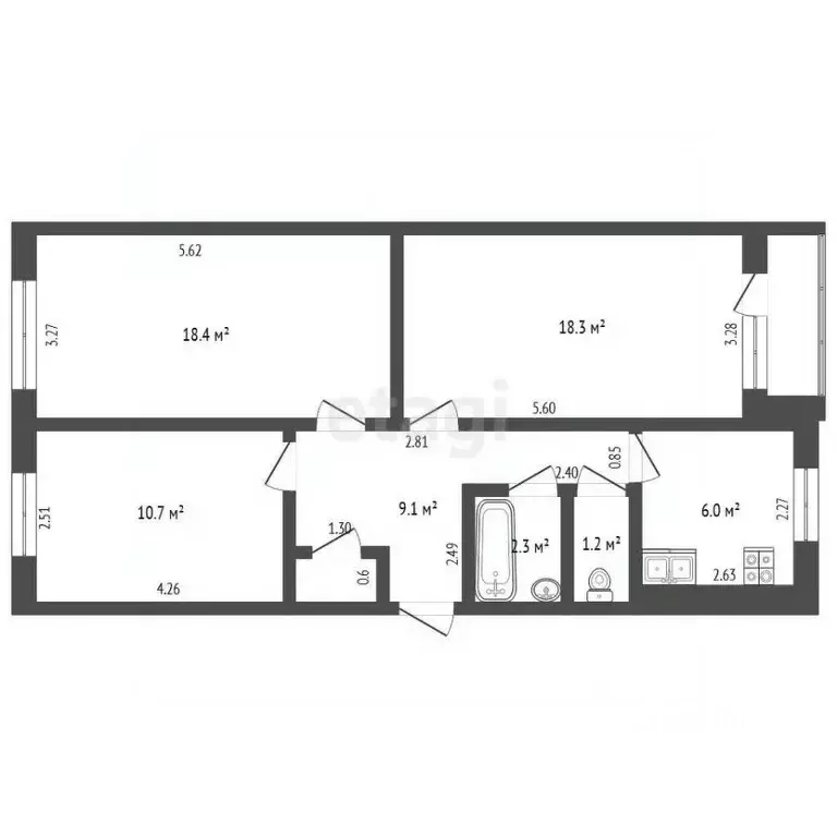 3-к кв. Самарская область, Тольятти просп. Степана Разина, 29 (67.3 м) - Фото 1