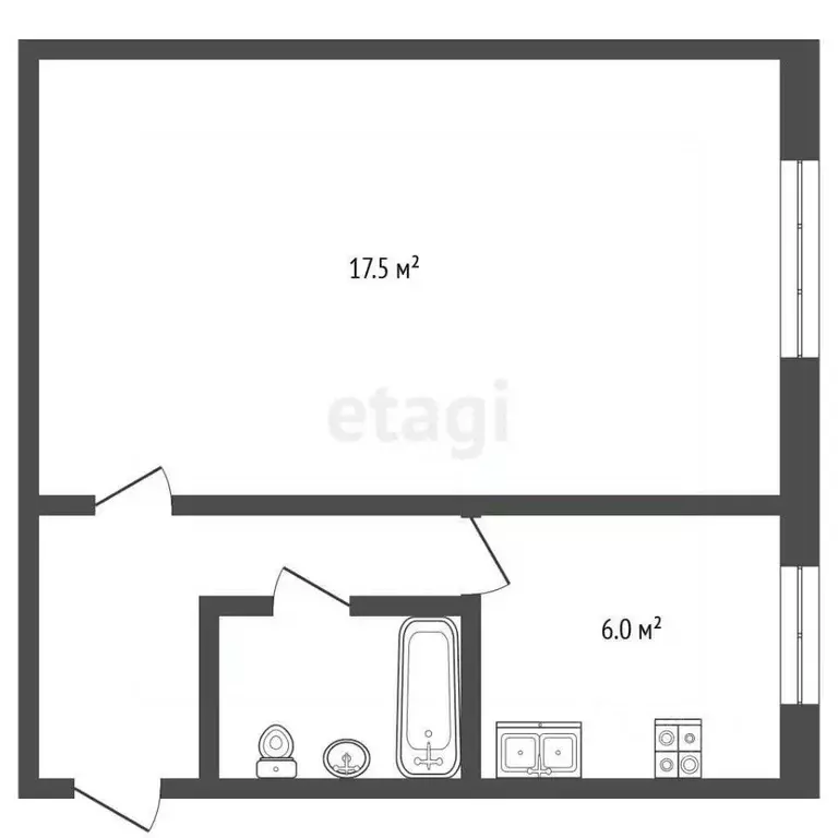 1-к кв. Калужская область, Людиново Московская ул., 21 (30.7 м) - Фото 1