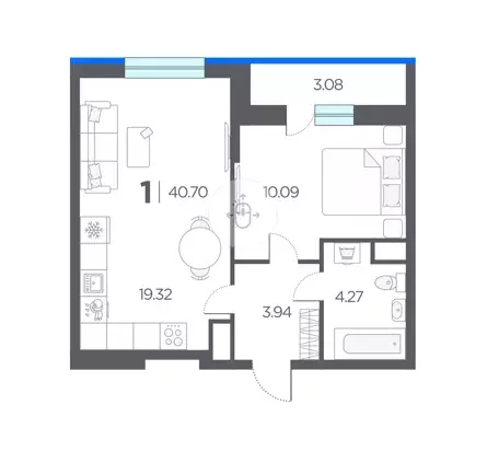 Продаётся 1-к квартира, 40.7 м - Фото 0