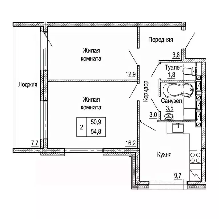 2-к кв. Приморский край, Владивосток На Черняховского жилой квартал,  ... - Фото 1