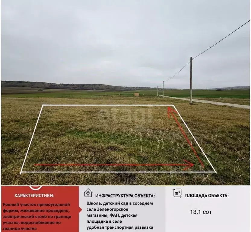 Участок в Крым, Белогорский район, с. Зеленогорское  (13.1 сот.) - Фото 1