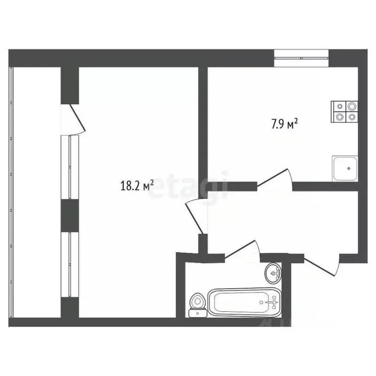 1-к кв. Свердловская область, Екатеринбург ул. Бебеля, 158 (35.0 м) - Фото 1