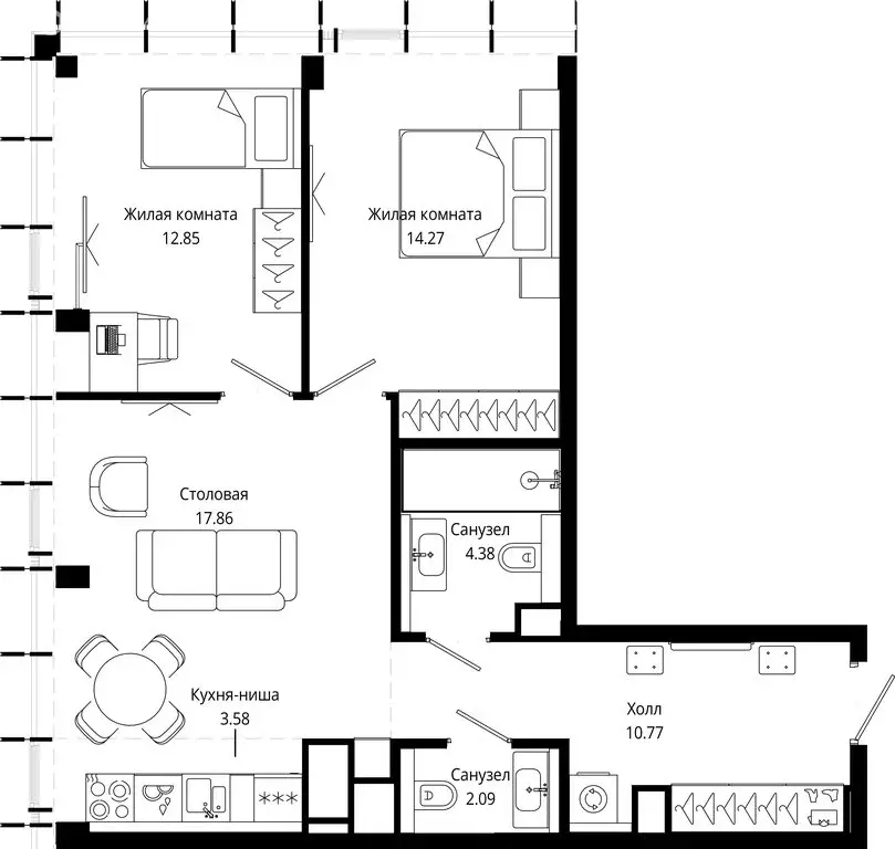 2-комнатная квартира: Москва, 4-я улица Марьиной Рощи, 10к5 (66 м) - Фото 2
