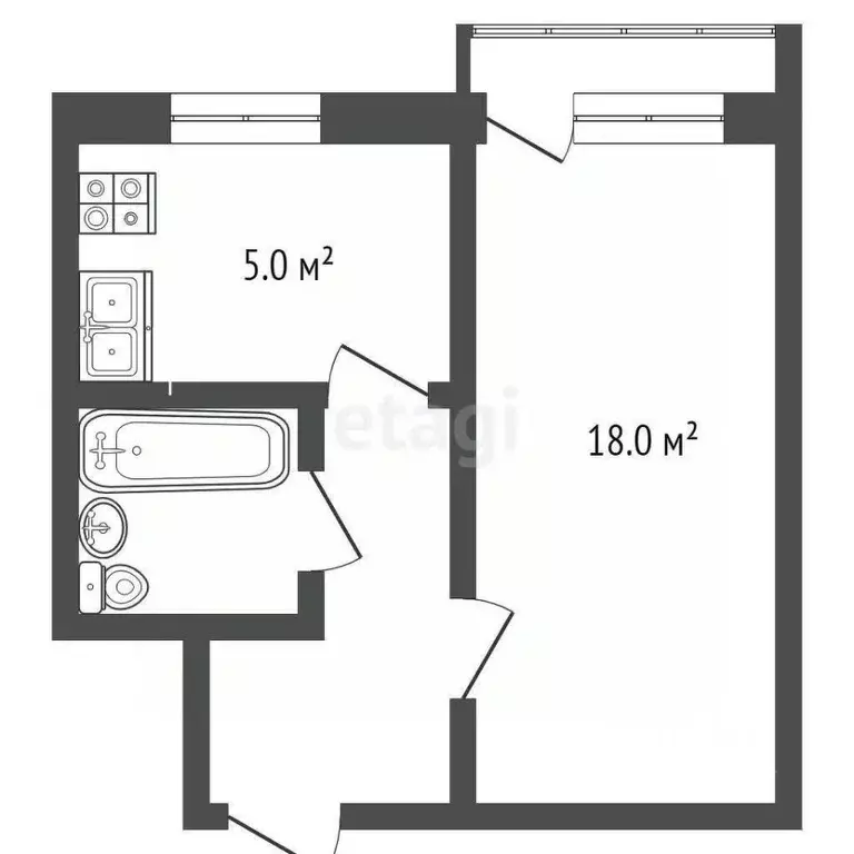 1-к кв. Ростовская область, Таганрог ул. Пальмиро Тольятти, 34 (29.0 ... - Фото 1