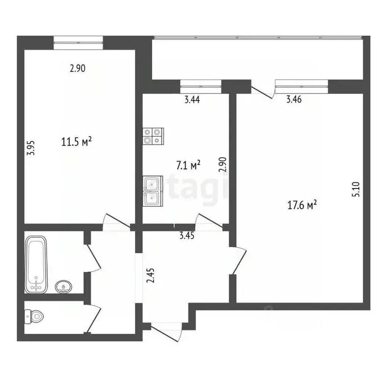 2-к кв. Ярославская область, Рыбинск ул. Рокоссовского, 20 (48.8 м) - Фото 2