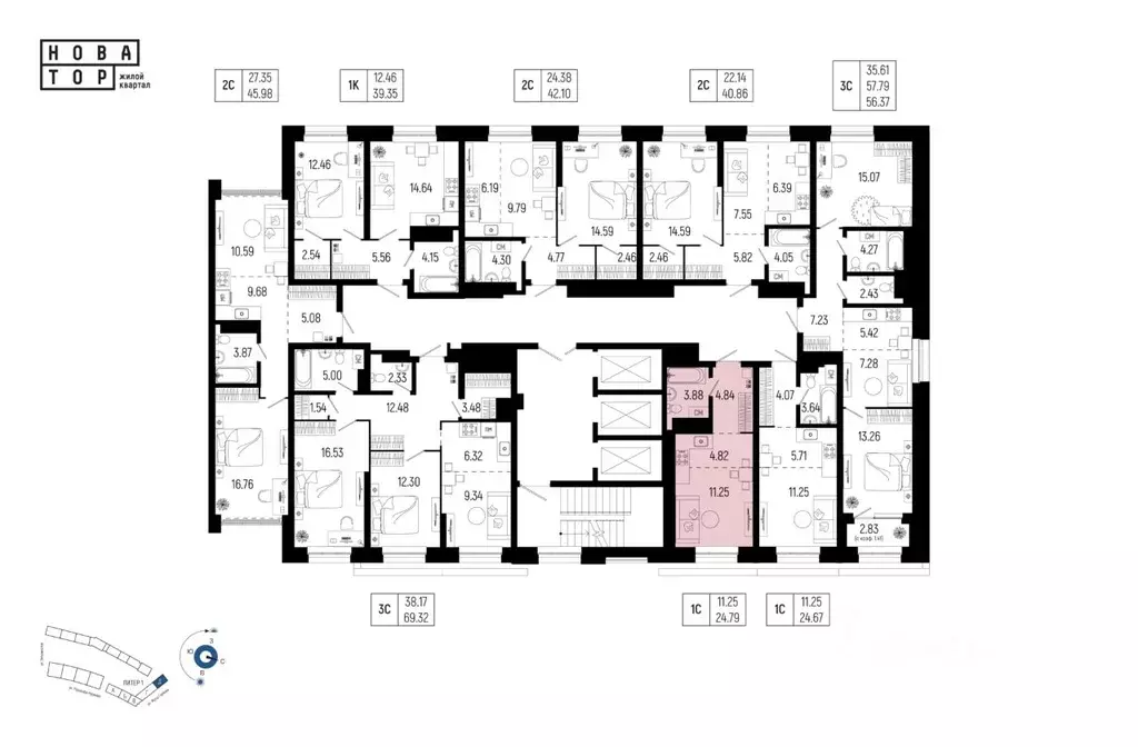 1-к кв. Башкортостан, Уфа Глумилино-1 мкр, Новатор жилой комплекс ... - Фото 2