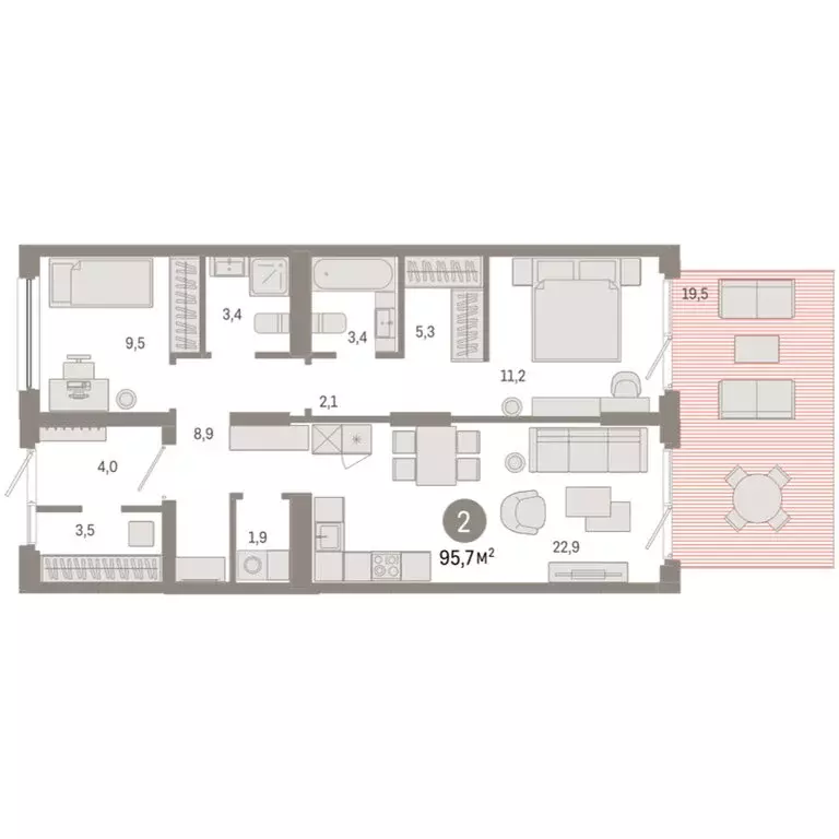 2-комнатная квартира: Екатеринбург, микрорайон Академический, 19-й ... - Фото 2